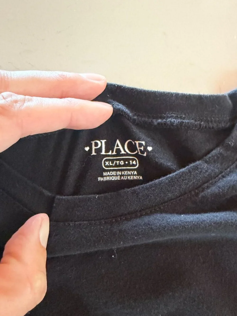 The Children’s Place Girls Black Basic Tee XL 14 100% Cotton